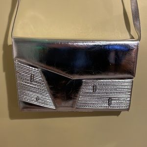 Large Clutch or Shoulder Purse by BELTRAMI Silver Envelope  13.5”x9.5”x1.5”